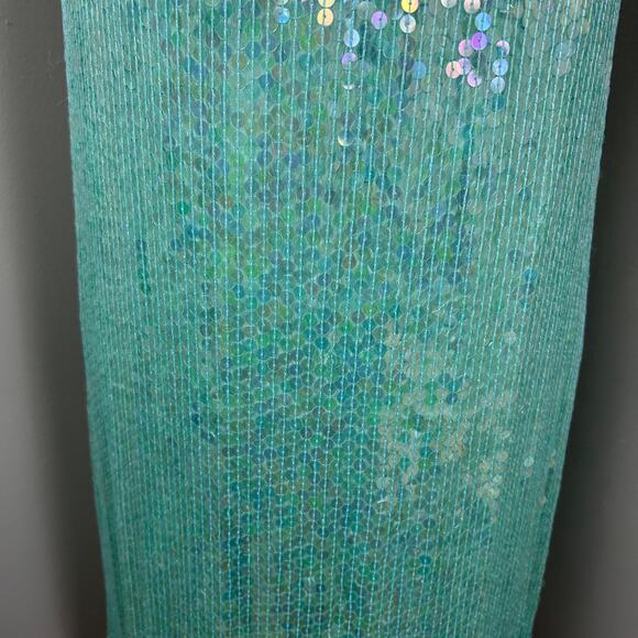 Vintage Aqua Blue Sequin Beaded Fringe Flapper Dress 1920s Costume sz Small Silk - Picture 4 of 12